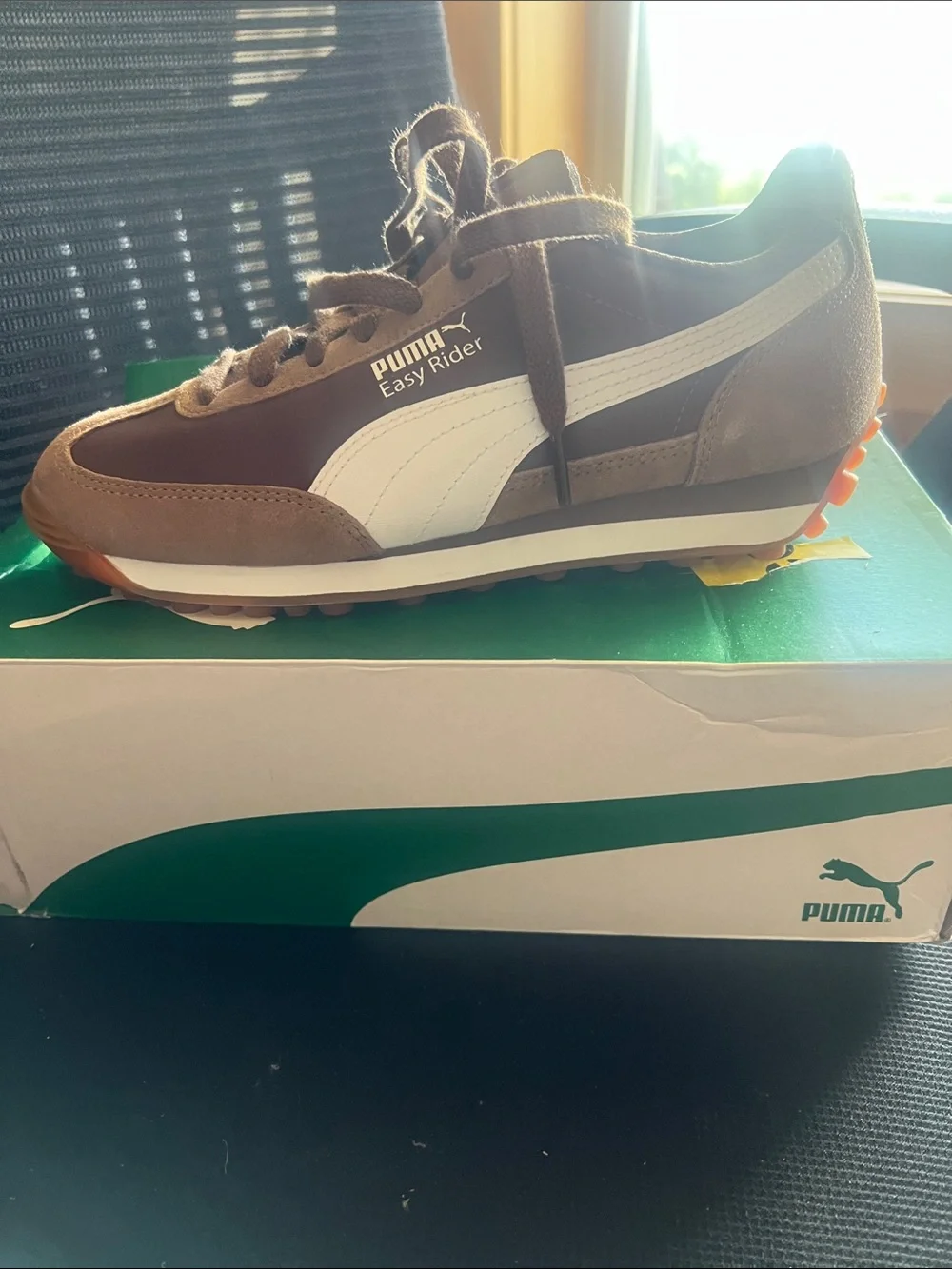 Puma Easy Rider Brown and White Suede Athletic Sneaker